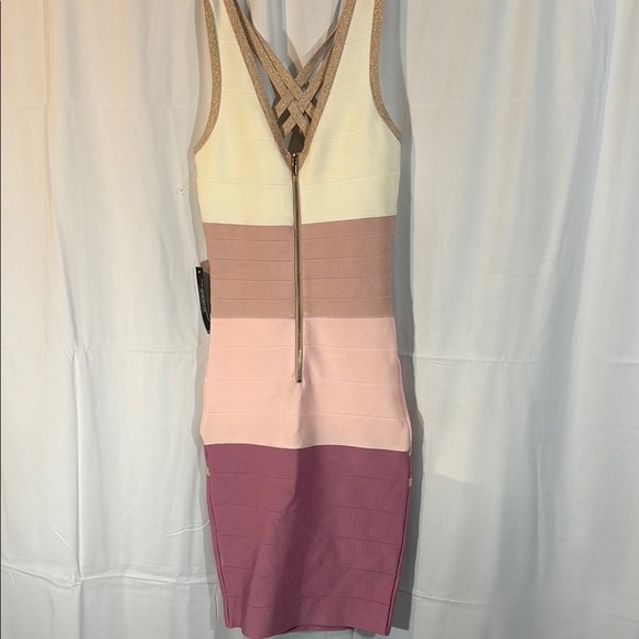 VENUS Cream and Pink Halter Bodycon Dress - Picture 7 of 11